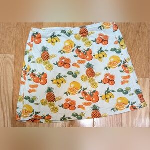 Citrus Fruit Print Mini Skirt - White Background